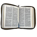 Біблія коричневого кольору, сучасний переклад 13х18 см, шкіряна, ручна робота, фото 2