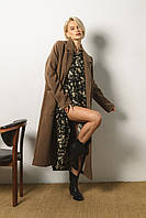 Пальто кашемировое женское длинное классическое коричневое L-XL, 2000000179698