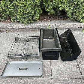 Прямокутна сталева коптильня з гідрозакривом 496х276х302 1.5 мм