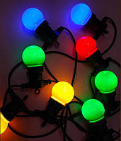 Гірлянда лампочки вулична, Белт-лайт, 10 метрів, 20 матових ламп, мультиколір, 5см лампочка