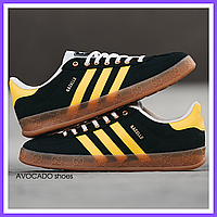 Кроссовки женские и мужские Adidas Gazelle Gucci x Gazelle black yellow / кеды Адидас Газели черные с желтым