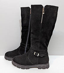 STTOPA зима. Висота 40 см. Розміри 36,39,41. Чоботи з натуральної шкіри. 246-3641 Чорні