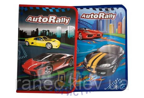 Папка для праці А-4 картонновая з глітером двостороння Мультяшки AUTO RALLY, фото 1
