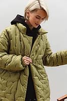 Куртка-рубашка женская теплая осенне-зимняя синтепух фисташковая L-XL, 2000000183596