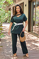 Женский яркий костюм блуза с брюками палаццо в расцветках больших размеров 48 - 58