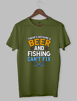 Футболка з прикольним дизайном «BEER AND FISHING CAN’T FIX»