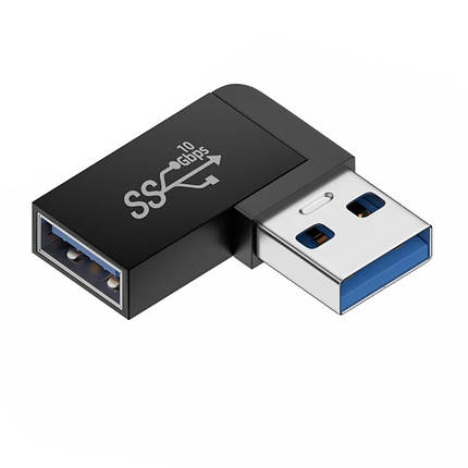 Адаптер перехідник кутовий USB 3.0 Male — USB 3.0 Female 10 Гбіт/с (плоский), фото 1