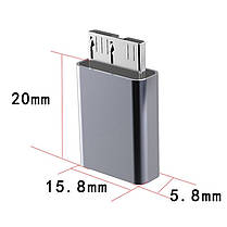 Перехідник адаптер USB Type C Female — Micro USB 3.0 Type B Male, фото 3