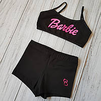 Комплект спортивный для девочек топ и шорты "Барби" 134-140