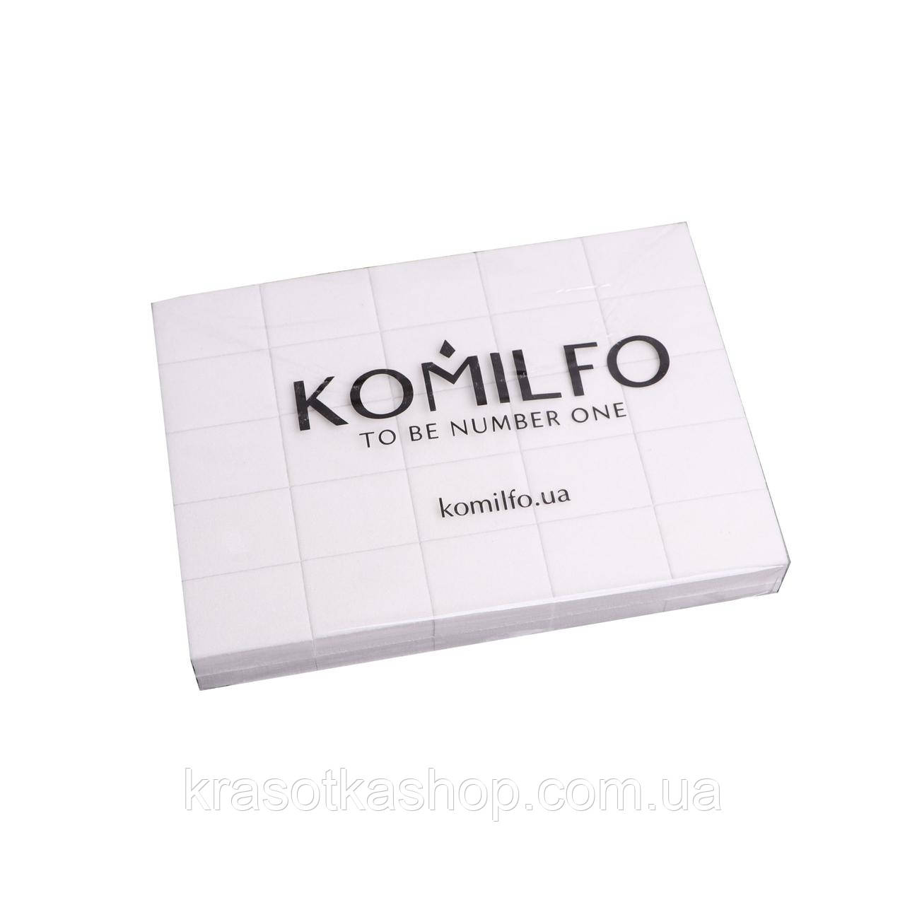 Набір міні-шліфувальників для нігтів 32*25*12 мм білий 120/120 Komilfo (50 шт/уп)