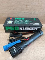Светодиодный аккумуляторный фонарь BL P02-P50 USB Type-C LED, фонарик ручной аккумуляторный для туризма