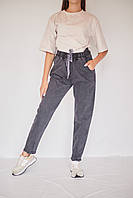 Жіночі демисезонні джинси з декором на поясі БАТАЛ Кenalin з потертостями на резинці розмір 30-36