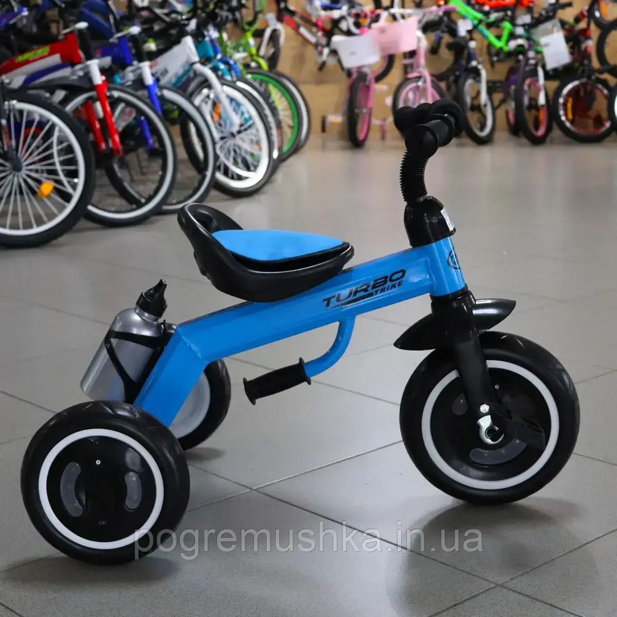 Велосипед триколісний Turbotrike M 3648-4 (EVA колеса з підсвіткою, регульоване сидіння, пляшечка)