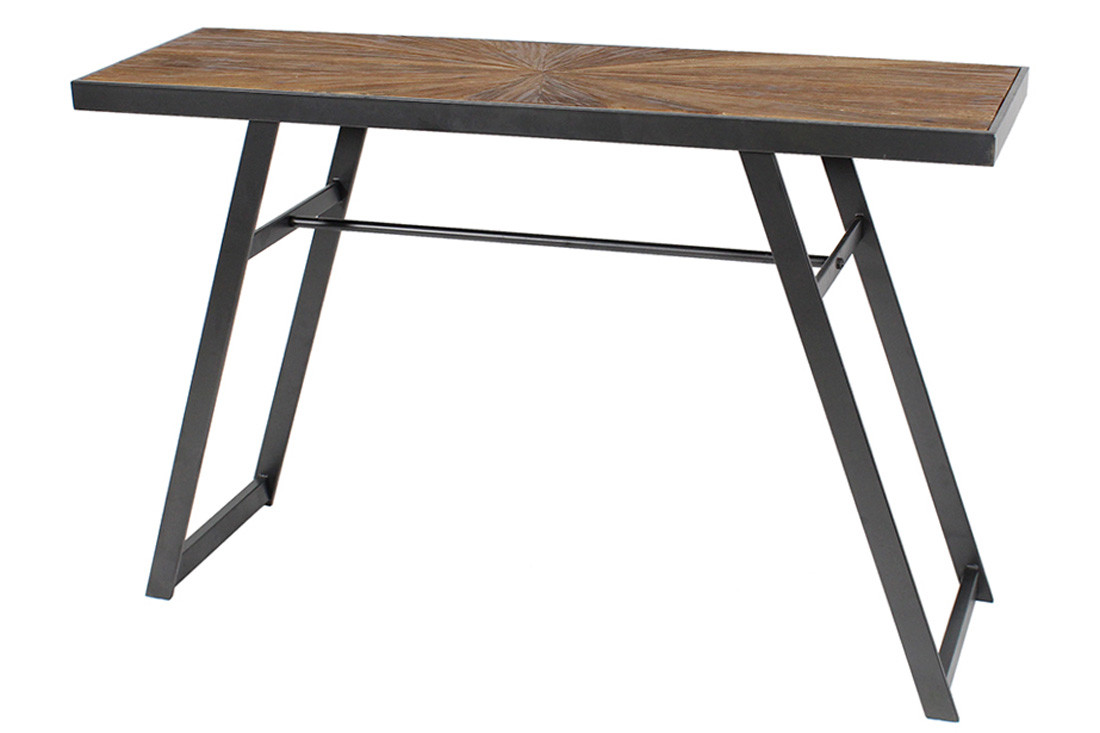 Столик металевий Хьюго з дерев'яною стільницею, 120см, колір - чорний, фото 1