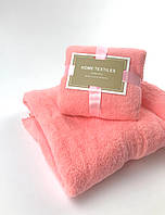 Комплект рушників однотонний Home Textiles (мікрофібра) лососевий