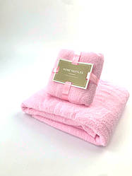 Комплект рушників однотонний Home Textiles (мікрофібра) рожевий