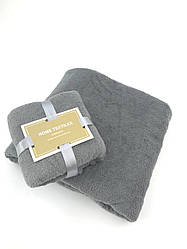 Комплект рушників однотонний Home Textiles (мікрофібра) сірий