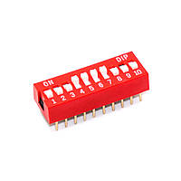 DIP перемикач (dip switch) DS-10 в плату, 20pin, ON-OFF, red