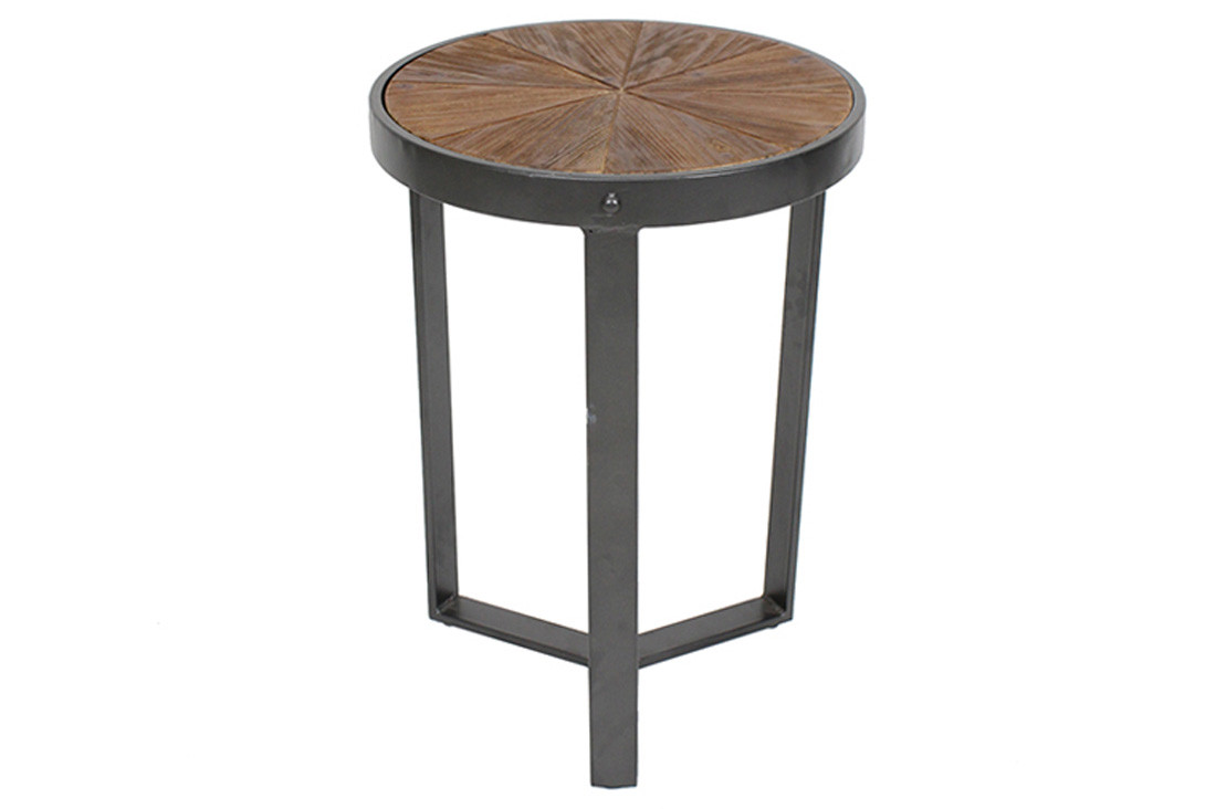 Столик металевий Хьюго з дерев'яною стільницею, 56см, колір - чорний, фото 1
