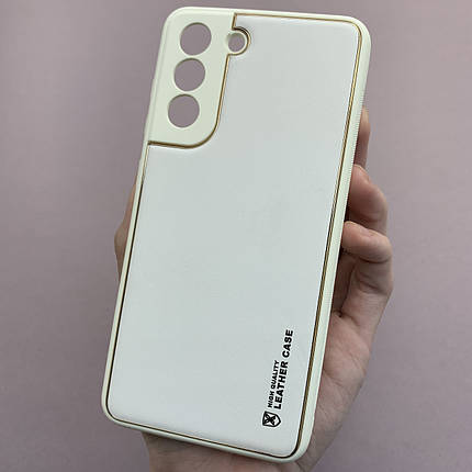 Чохол для Samsung Galaxy S21 FE шкіряний матовий чохол із захистом камери на телефон самсунг с21 фе білий u9h, фото 1