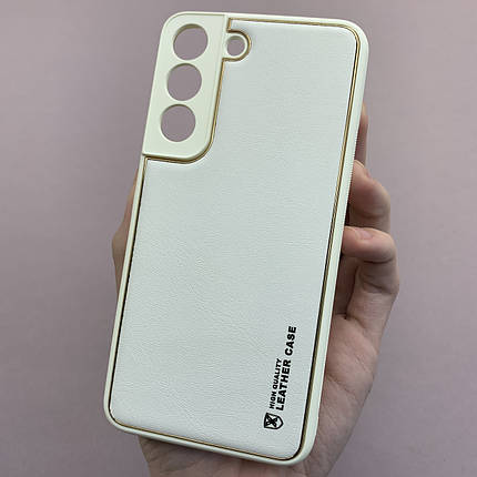 Чохол для Samsung Galaxy S22 шкіряний матовий чохол із захистом камери на телефон самсунг с22 білий u9h, фото 1