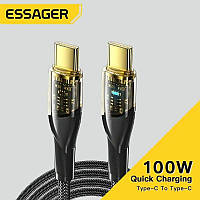 Кабель Essager USB Type-C to Type-C 100W USB C to C для ноутбука планшета с быстрой зарядкой 20V 5A 1 метр