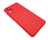 Силиконовый чехол на Samsung A51 красный soft touch с микрофиброй
