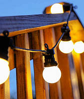 Гірлянда лампочки вулична, Белт-лайт, 10 метрів, 20 матових ламп, теплий білий колір, 5см лампочка