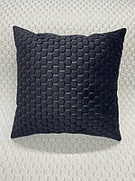 Автоподушка з алькантари Lux ПАЙКА (штучної замші), Чорні стільники, 1 шт. (45х45 см.)