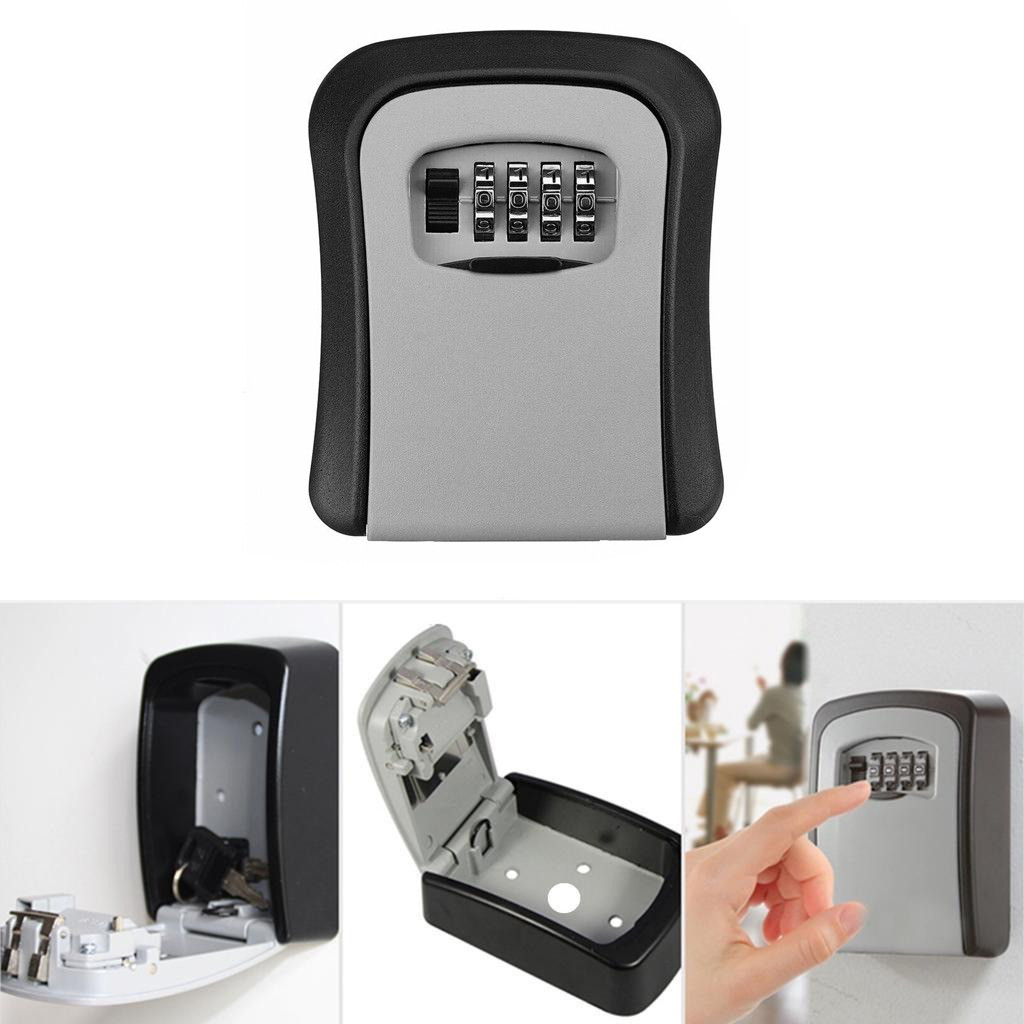 Міні сейф для ключів із кодовим замком Сіро-чорний настінний бокс із кодовим замком для зберігання ключів, фото 1