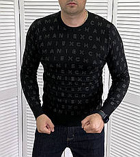 Чоловічий брендовий джемпер Armani Exchange чорний тонкий светр, фото 4
