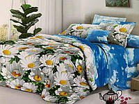 Комплект постельного белья Бязь Разноцветный с ромашками Двуспальный размер 180х220