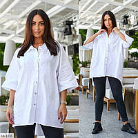 Рубашка-туника женская удлиненная стильная свободного фасона с широким рукавом больших размеров 48-58 арт 168