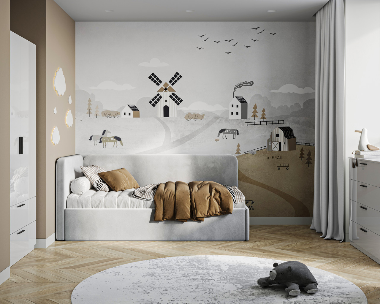 Дитяча кімната Happy Миро-Марк Глянець Білий з м'яким ліжком