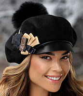 Элегантная женская кепка Willi, «Endi» с роскошным декором, в черном цвете.