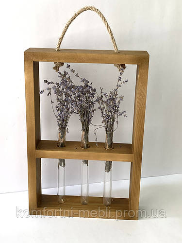 Купить Ваза Эко деревянная с пробирками настенная. Подставка с колбамы ...