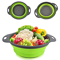 Складаний силіконовий друшляк, сито, круглий 20 см (зелений)
