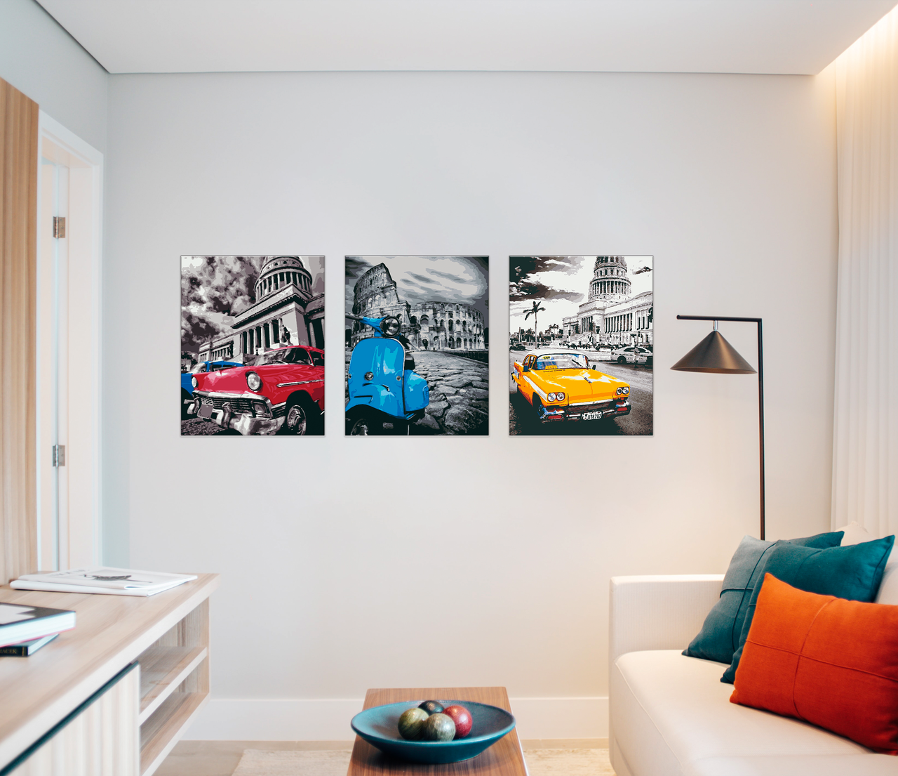 Комплект картин за номерами Riviera Blanca Retro Weve (ITR-005) 3 шт в наборі, фото 1