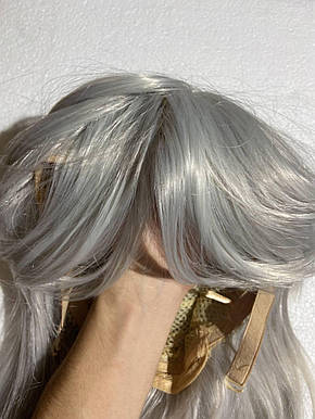Жіноча перука довге волосся з чубчиком 50 см.колір попелястий холодний блонд, Amazon, Німеччина, фото 2