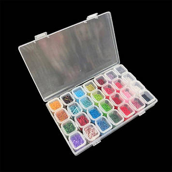 Прозорий органайзер, контейнер з бісером, подарунковий набір для рукоділля на 28 ячеєк