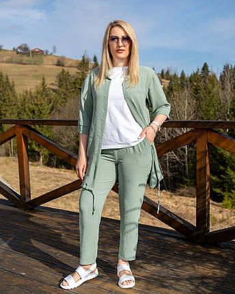 Стильний жіночий костюм, тканина "Жатка" 54, 56, 58, 62 розмір 54, фото 1