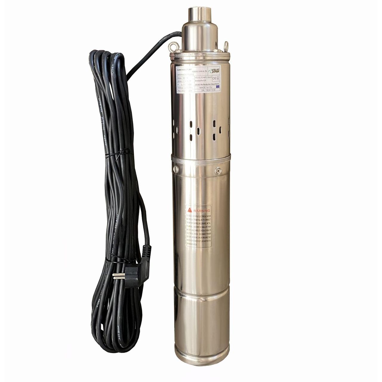 Насос свердловинний шнековий VOLKS pumpe 4 QGD 2,5-60-0,75 кВт + кабель 15 м