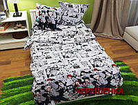 Дитяча полуторна постільна білизна аніме My Hero Academia 150х220 бавовняна з Бязі Gold для підлітків, Черешенька