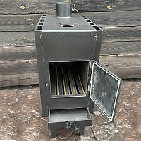 Печь буржуйка с радиатором и варочной поверхностью для внутреннего обогрева помещений и приготовления пищи.