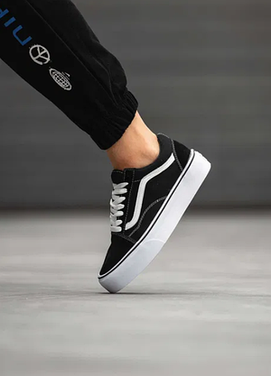 Vans Old Skool Platform чорно білі кеди на високій підошві, фото 6
