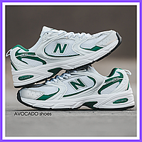 Кроссовки женские и мужские New Balance 530 white green / Нью Баланс 530 белые с зеленым