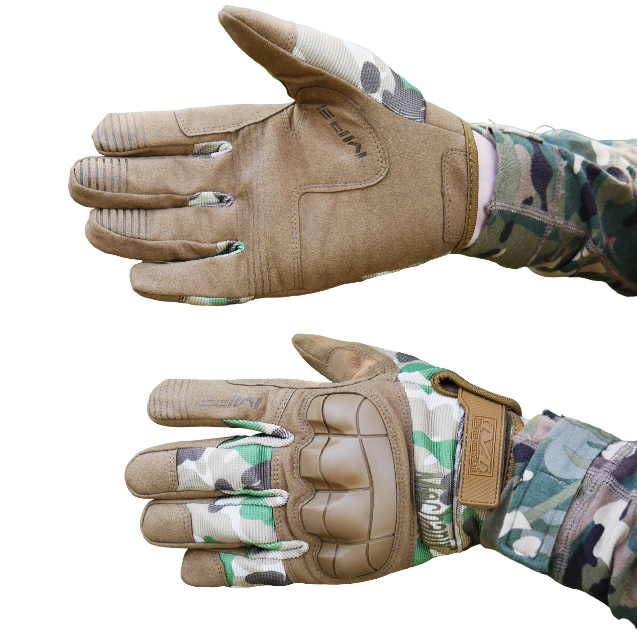 Тактичні рукавиці Анатомічний крій з кісточками Мультикам Mechanix M-Pact 3 для військових