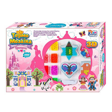 Термомозаїка "4FUN Game Club", Принцеса, 3D-фігурки, 4000 намистин, 3 основи, в коробці 27*5*18см (22036)