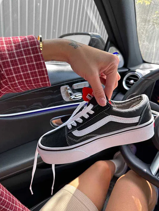 40 р Чорно білі кеди кросівки Vans Old Skool Platform на високій підошві, фото 6