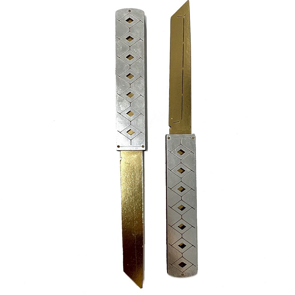 Дерев'яні Дитячі Ножі DOUBLE TANTO SILVER (ТАНТО) з STANDOFF 2, іграшкова зброя